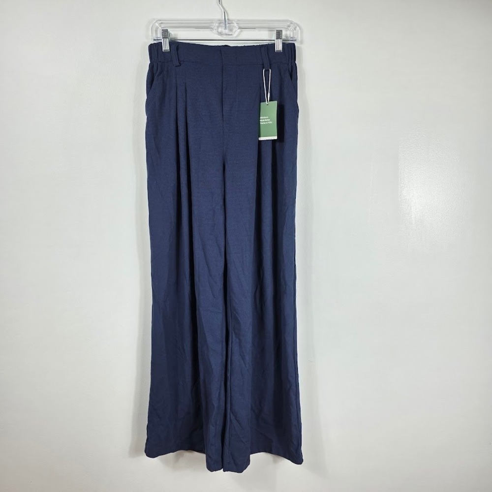 Halara Flex M Tall Womens‎ Navy Blue Waffle Knit Wide Leg  Pants High Waist